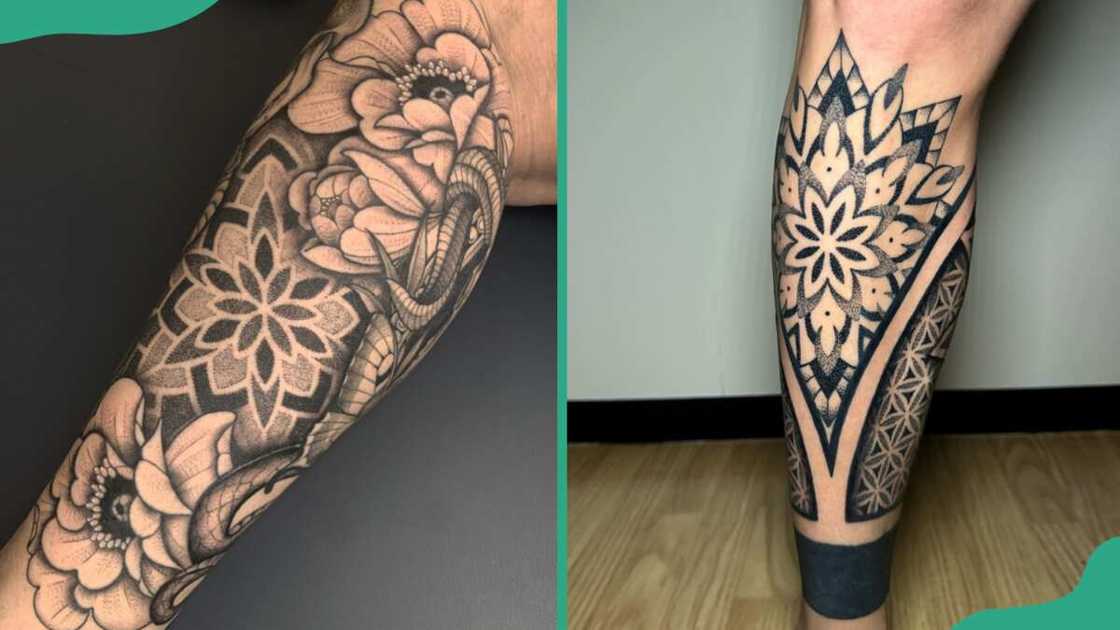 Mandala with floral tattoos Mandala with floral tattoos