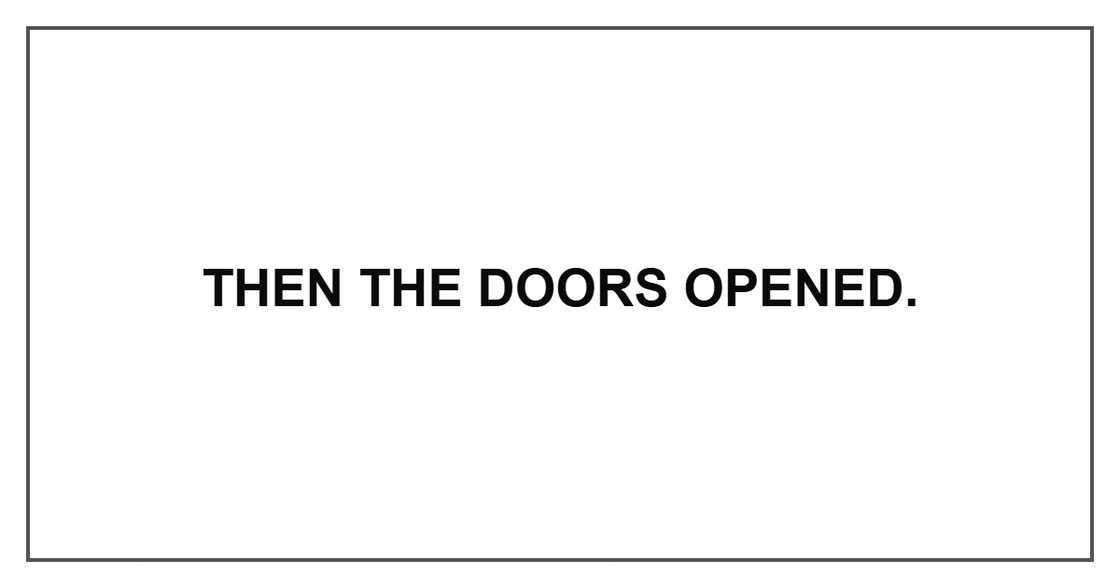 Then the doors opened. Then the doors opened.