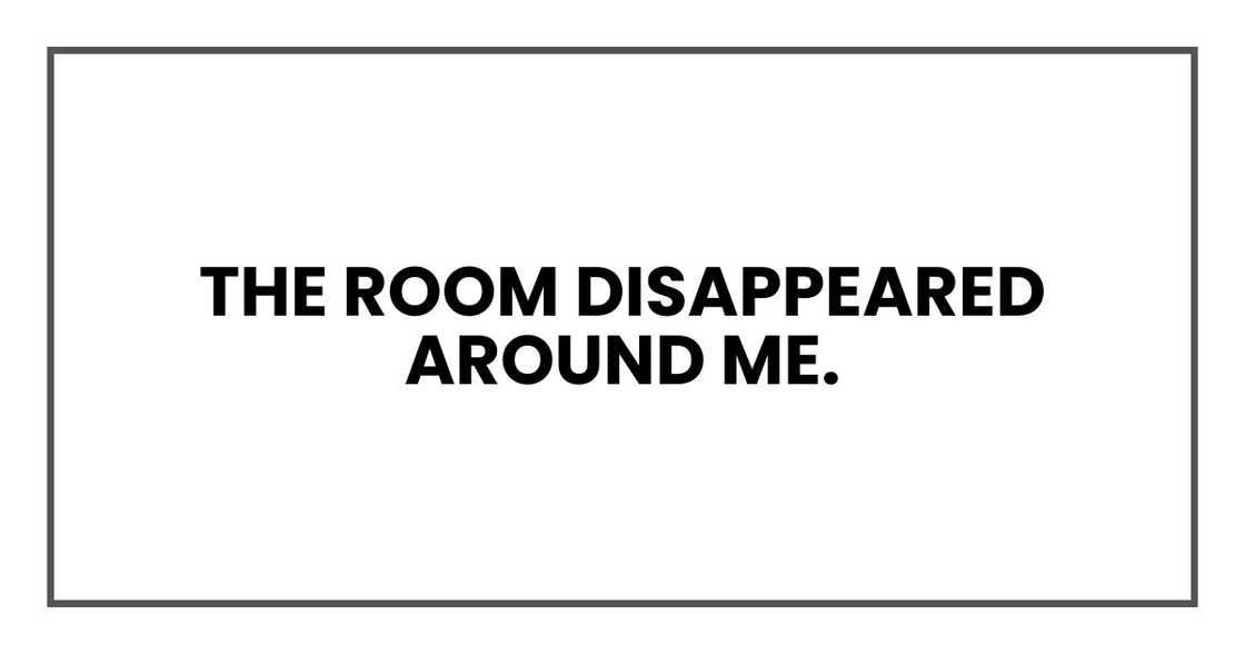 The room disappeared around me. The room disappeared around me.