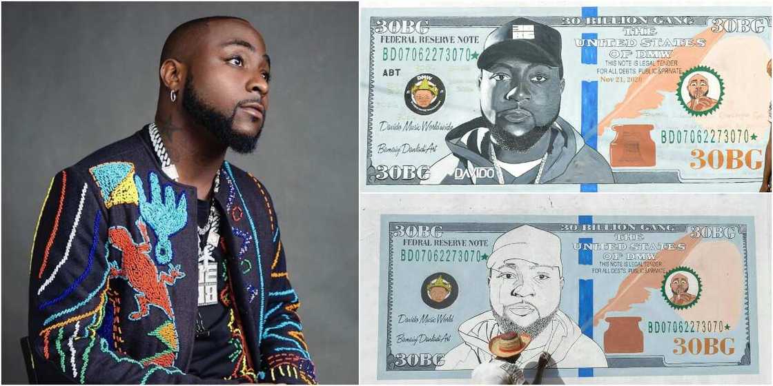 Young man makes artwork of Davido