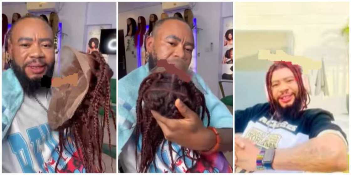 Photos of the man with the wig. Photos of the man with the wig.
