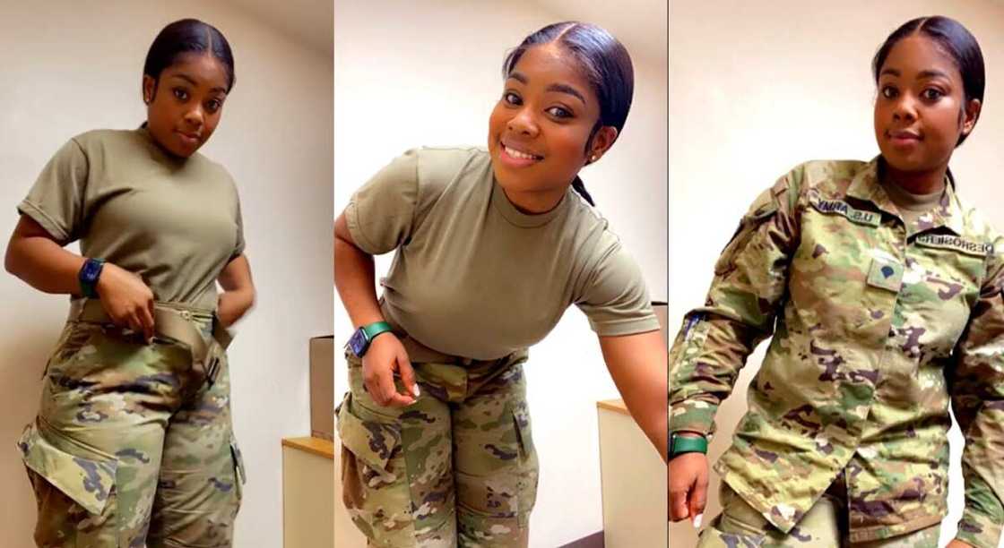 Photos of a female soldier dressing up for work. Photos of a female soldier dressing up for work.