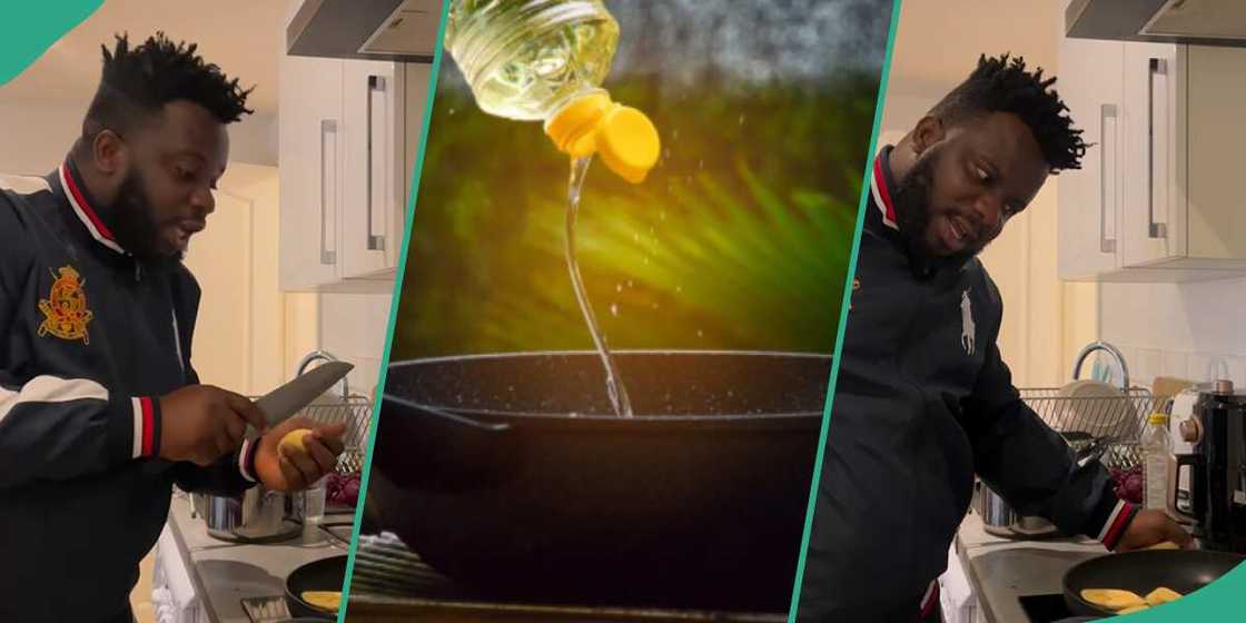 Sabinus frying plantain abroad Sabinus frying plantain abroad