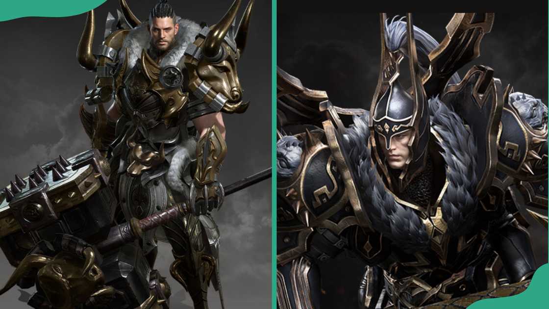 Destroyer with a spiked hammer (L). Destroyer in a detailed armour with fur accents (R). Destroyer with a spiked hammer (L). Destroyer in a detailed armour with fur accents (R).