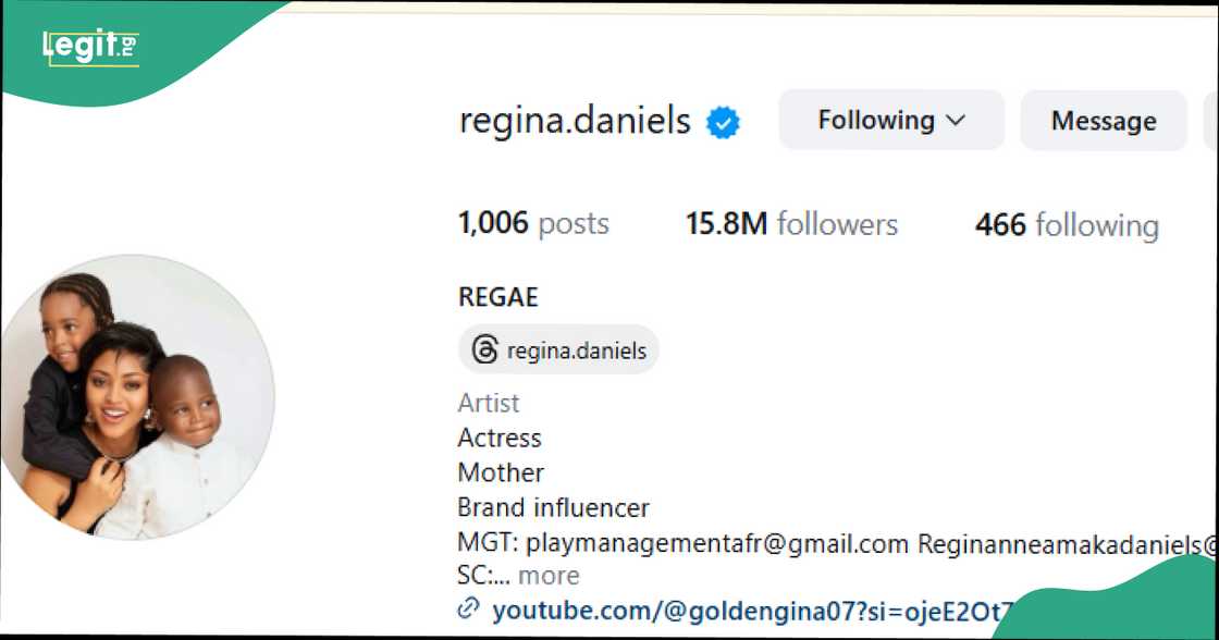 Regina Daniels, Ned Nwoko, Laila Charani, Nigerian actress, sons outing, family video, Instagram profile change, social media buzz, Nollywood, viral video, Morocco, netizens reactions.