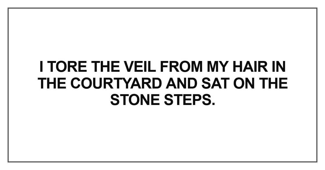 I tore the veil from my hair in the courtyard