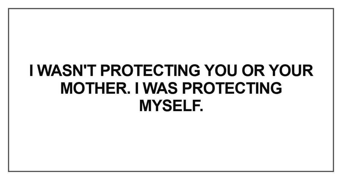 I wasn't protecting you or your mother I wasn't protecting you or your mother