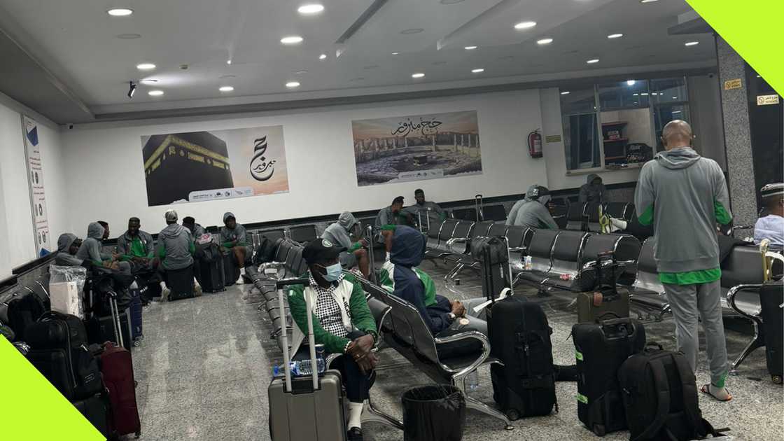 Super Eagles players and staff stranded at Al Abaq stadium in Libya.