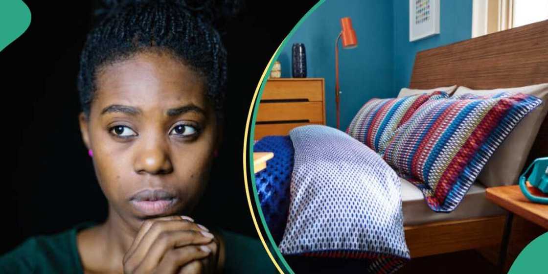 Worried lady cries out after finding scary tools under husband's pillow