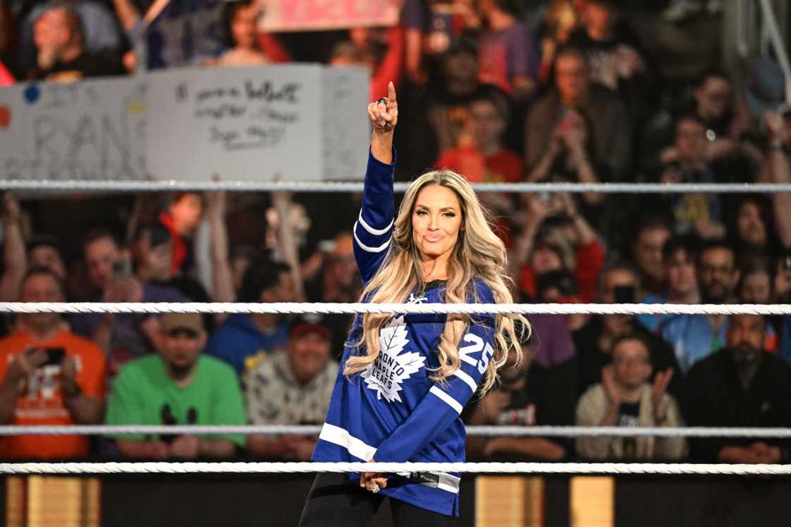 Trish Stratus enters the ring during SmackDown