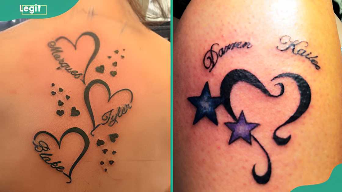 Heart tattoos with kids' names