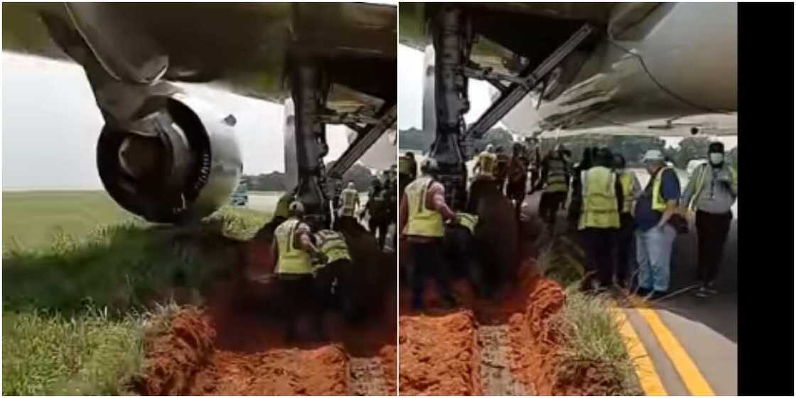 Plane gets stuck in the mud while preparing to take off, video cause stir on social media