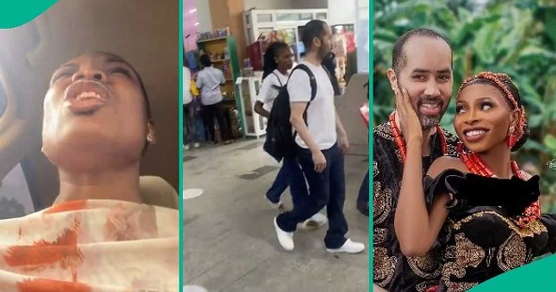 Nigerian lady meets viral interracial couple known as F2 at airport. Nigerian lady meets viral interracial couple known as F2 at airport.