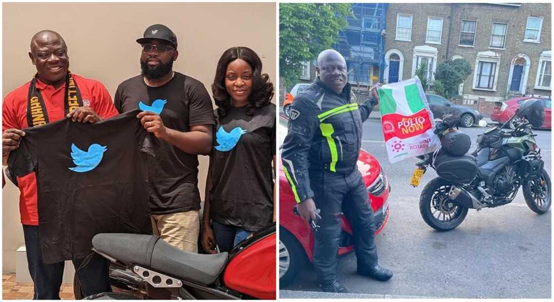 Parag Agrawal celebrates Kunle Adeyanju, London to Lagos biker. Parag Agrawal celebrates Kunle Adeyanju, London to Lagos biker.