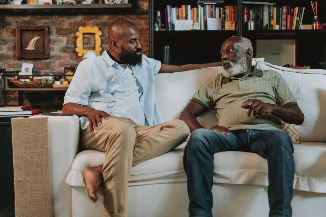 Father and son talking Father and son talking