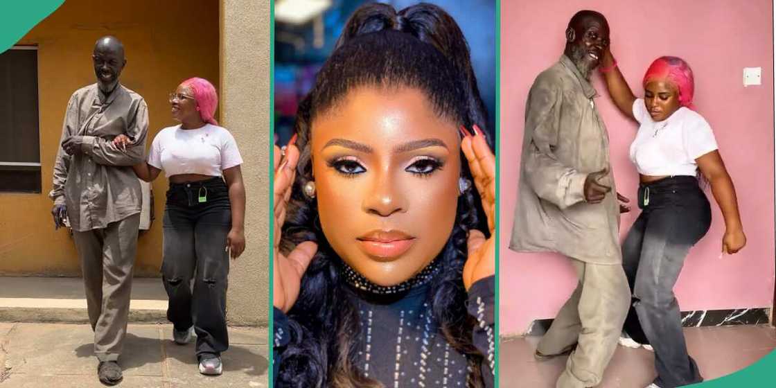 Mr Ibu's adopted daughter Jasmine helps homeless man. Mr Ibu's adopted daughter Jasmine helps homeless man.