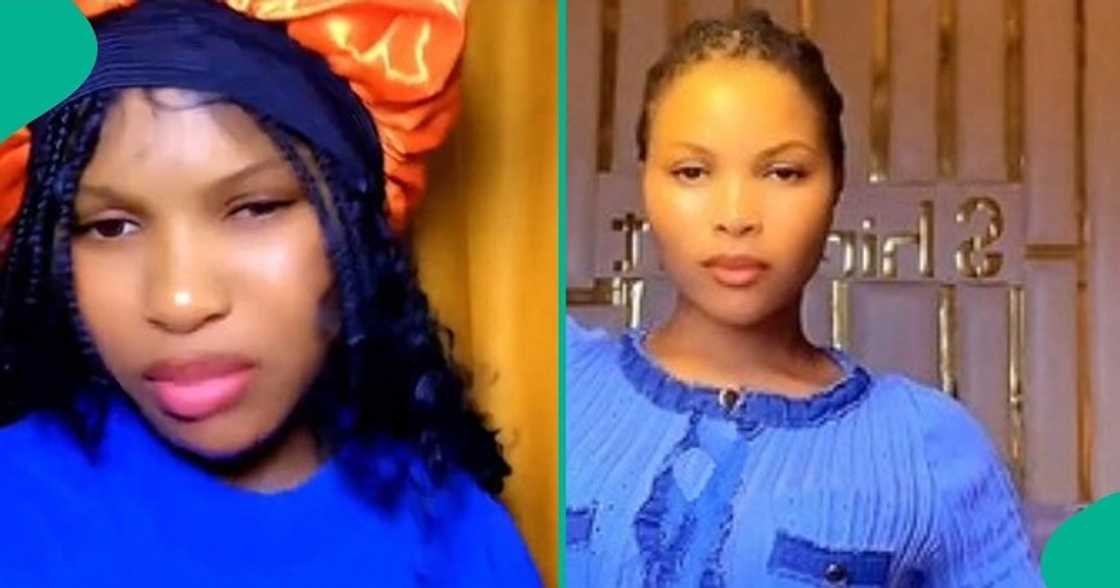 Lady happily flaunts the new look of her mother's bedroom.