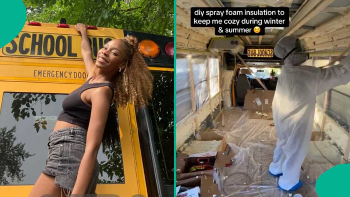 Lady converts school bus to her house, furnishes it in style, photos impress people