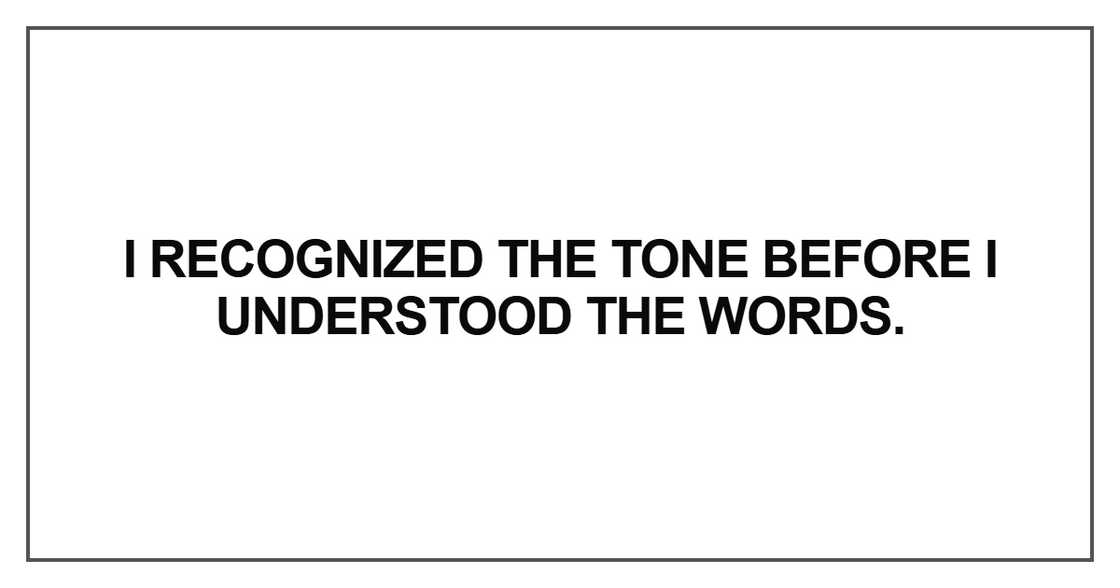I recognized the tone before I understood the words