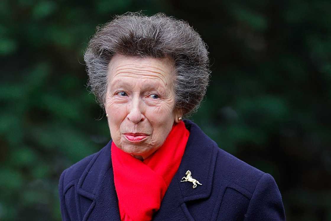 Princess Anne, Princess Royal, pictured after Sunday service at St Peter's Church