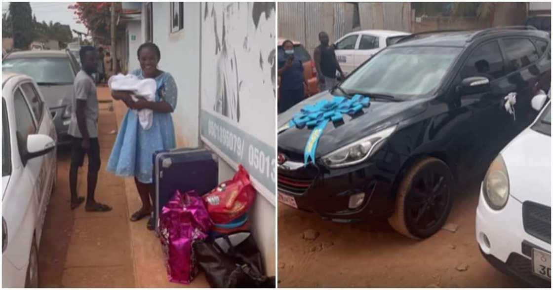 Lady Receiving Brand New Car From Husband For Giving Birth Lady Receiving Brand New Car From Husband For Giving Birth