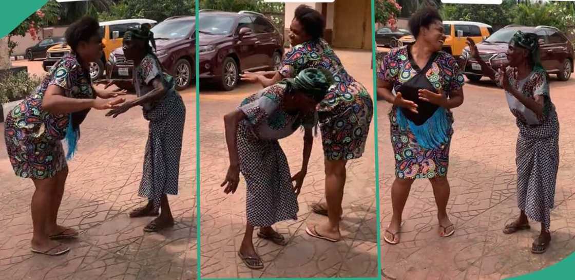 Lady shows of her mother and grandmother. Lady shows of her mother and grandmother.