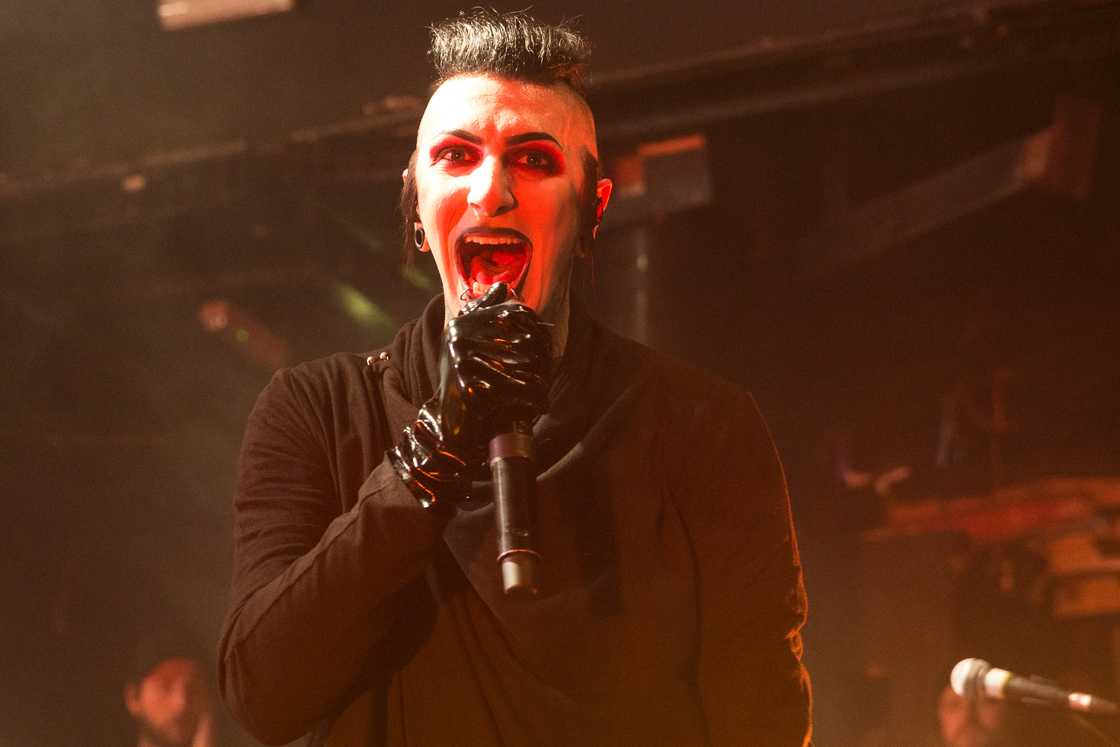 Chris "Motionless" Cerulli of Motionless In White performs at KOKO in London, England