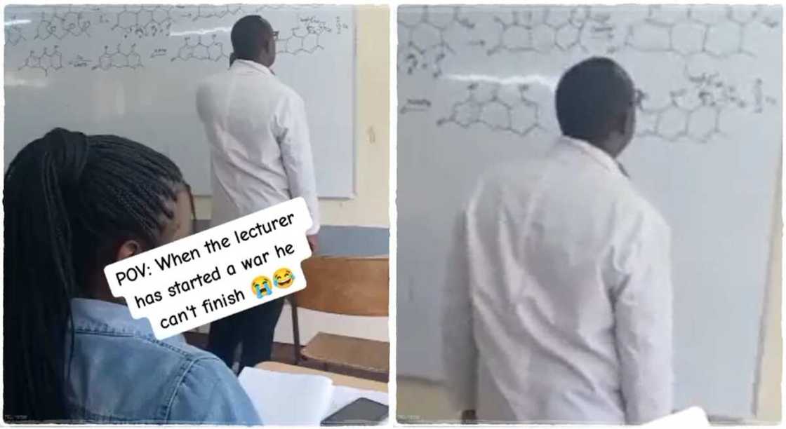 Lecturer gets stuck in class while solving chemistry question. Lecturer gets stuck in class while solving chemistry question.