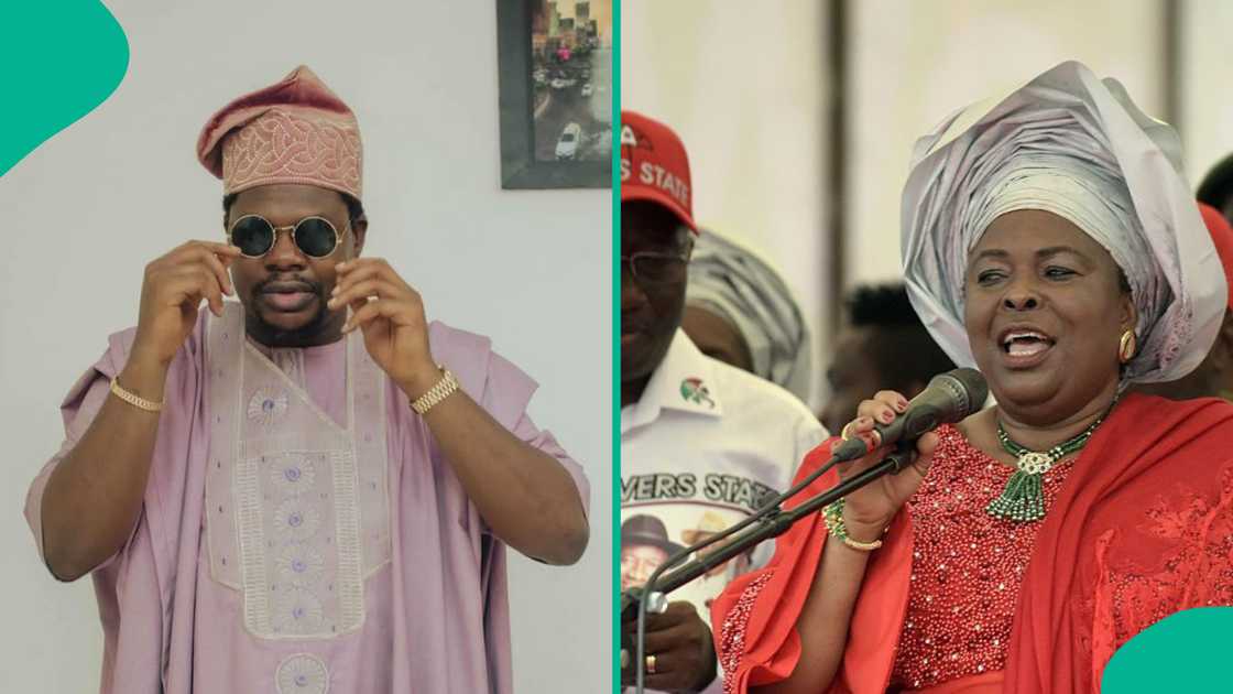 Mr Macaroni reacts to report of ex-first lady Patience Jonathan putting 15 of her domestic staff in jail since 2019. Mr Macaroni reacts to report of ex-first lady Patience Jonathan putting 15 of her domestic staff in jail since 2019.