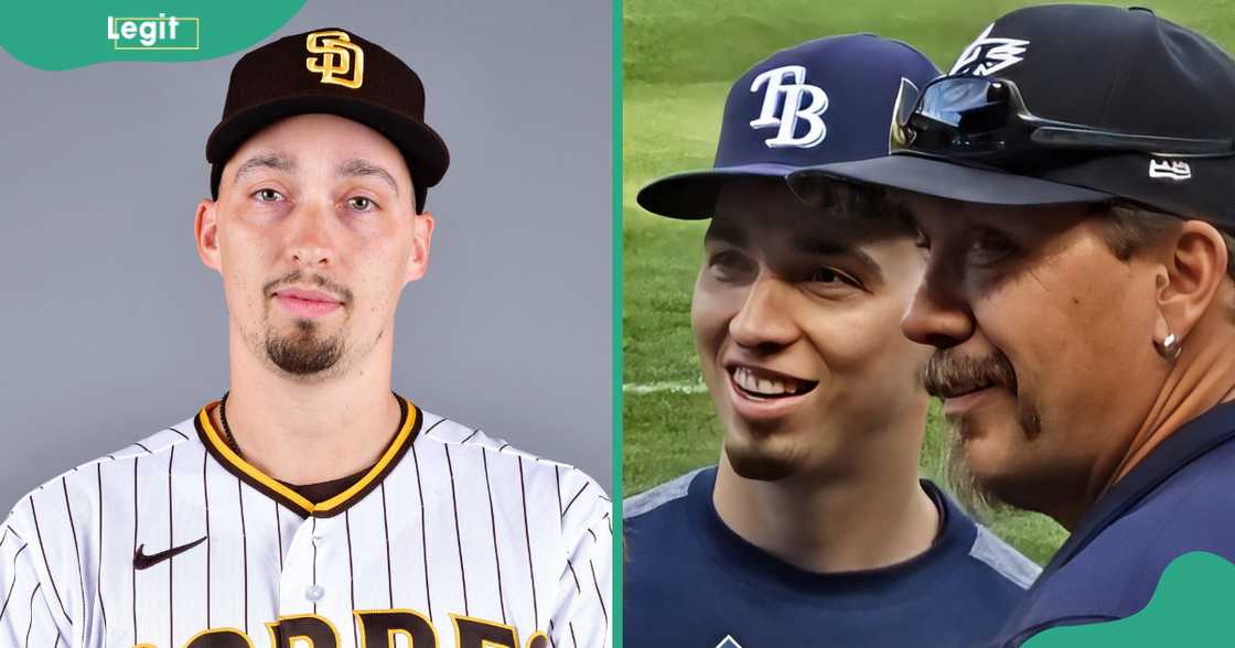Blake Snell poses during the 2023 San Diego Padres Photo Day. The baseball player is pictured on a baseball pitch with his father during his tenure playing with the Tampa Bay Rays. Blake Snell poses during the 2023 San Diego Padres Photo Day. The baseball player is pictured on a baseball pitch with his father during his tenure playing with the Tampa Bay Rays.