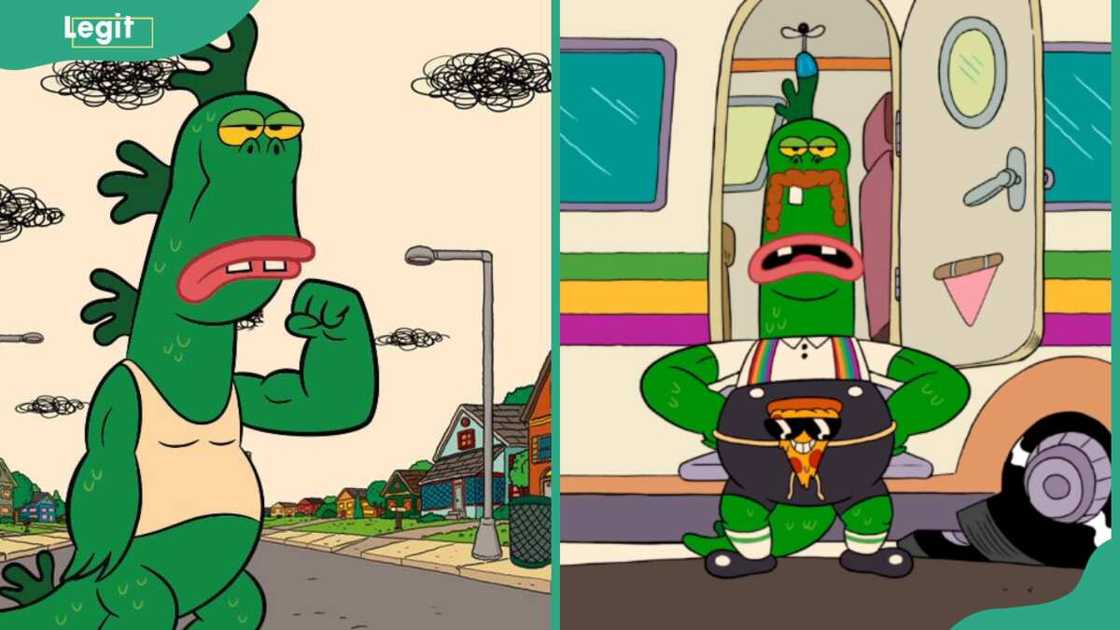 Mr. Gus is a half-lizard, half-dinosaur who is cynical and smarter than the others Mr. Gus is a half-lizard, half-dinosaur who is cynical and smarter than the others