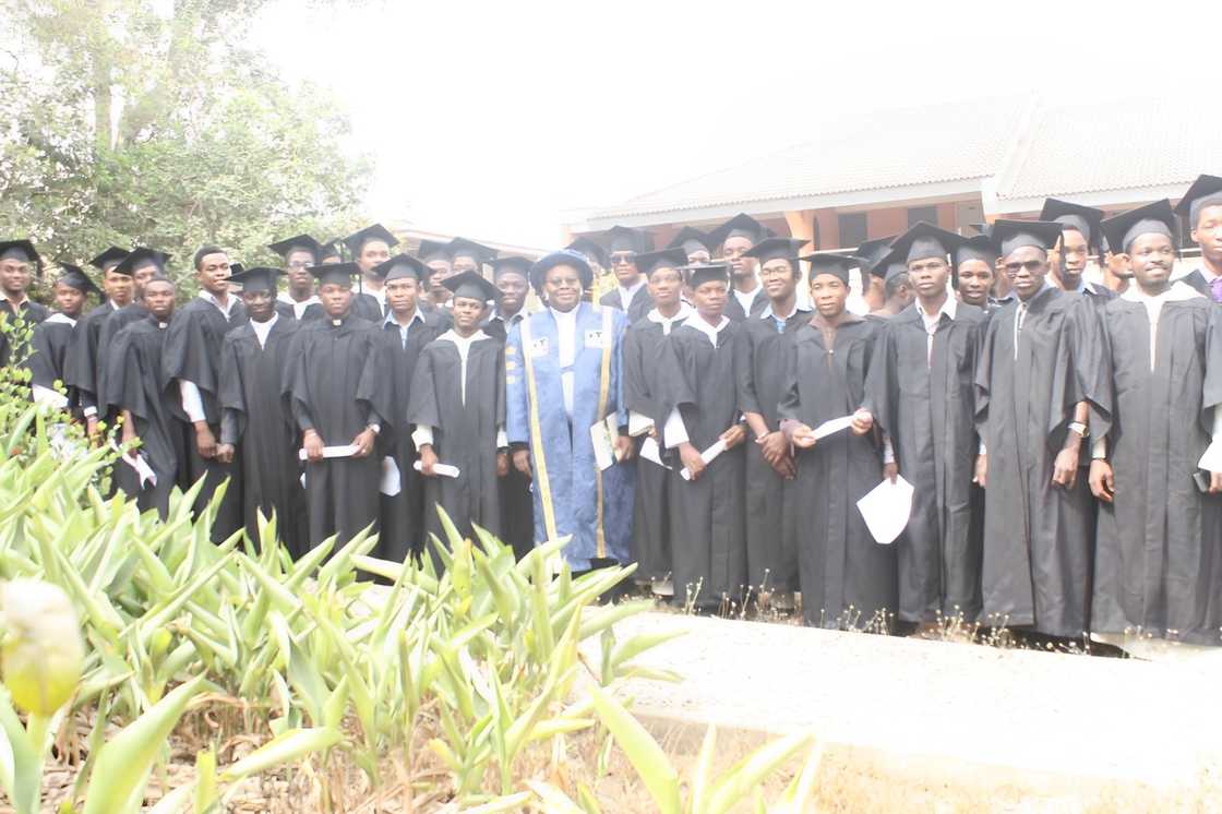 Dominican University Ibadan students parade during a graduation ceremony
