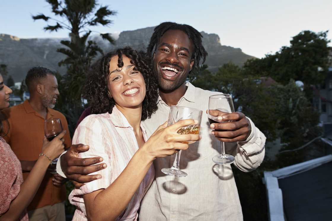 A lady and man at a birthday party