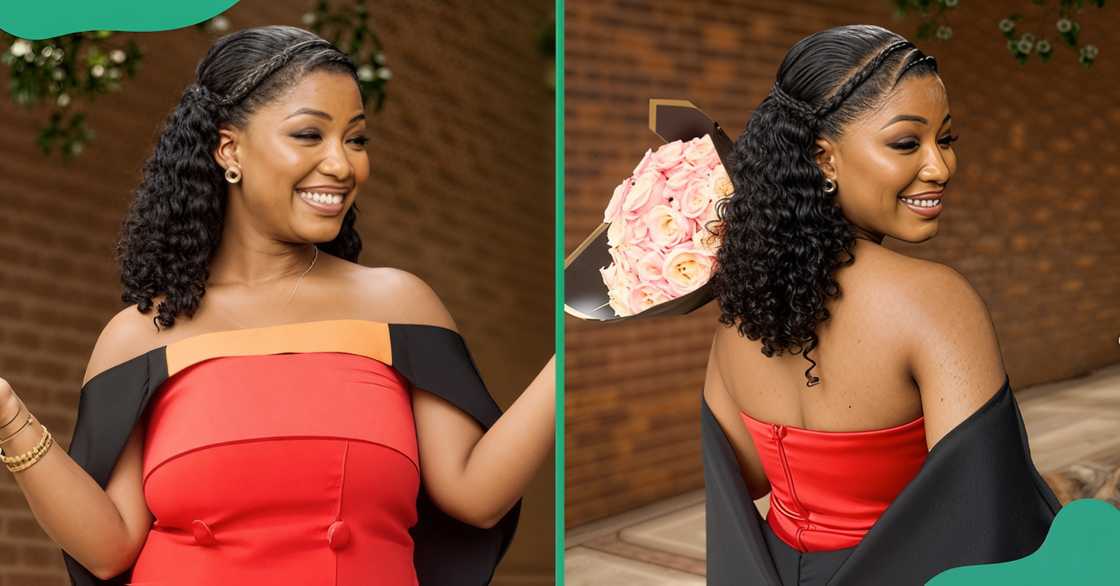 A curly hairstyle with cornrows A curly hairstyle with cornrows