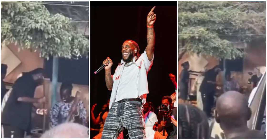 Photos of Burna Boy pounding yam