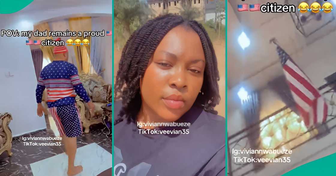 Nigerian man puts USA flag in his home as an American citizen Nigerian man puts USA flag in his home as an American citizen