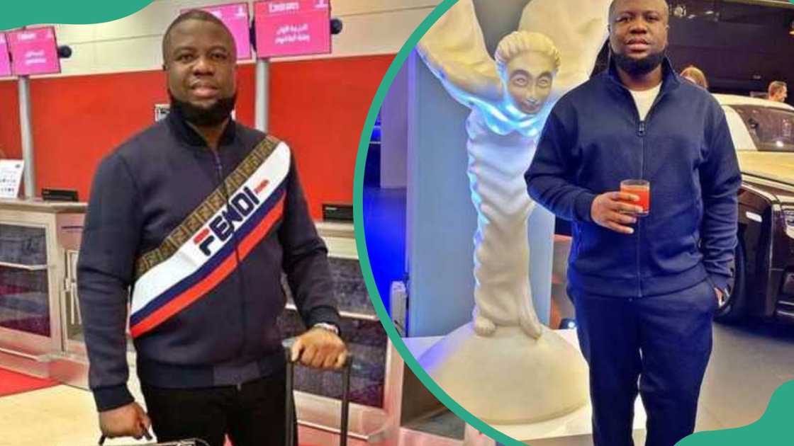 Hushpuppi posing for photos Hushpuppi posing for photos