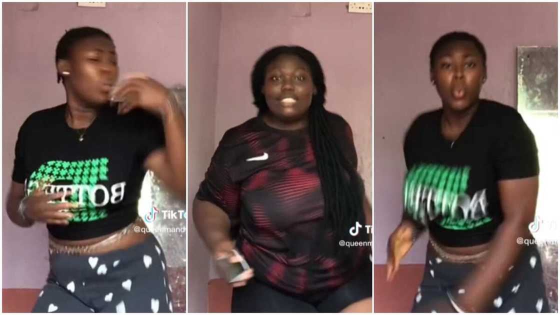 Dance video on TikTok/lady and friend danced. Dance video on TikTok/lady and friend danced.
