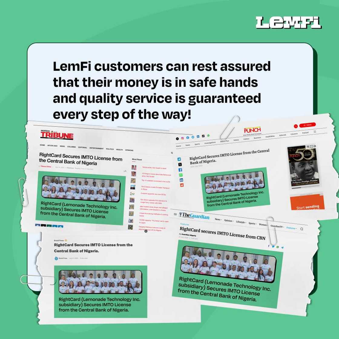 RightCard LemFi (prev Lemonade Finance) Restates its Approval by the Central Bank of Nigeria RightCard LemFi (prev Lemonade Finance) Restates its Approval by the Central Bank of Nigeria