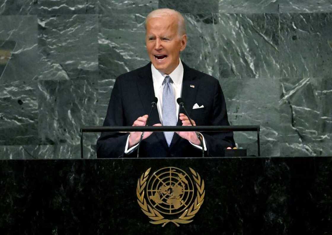 US President Joe Biden addresses the 77th session of the United Nations General Assembly on September 21, 2022 US President Joe Biden addresses the 77th session of the United Nations General Assembly on September 21, 2022