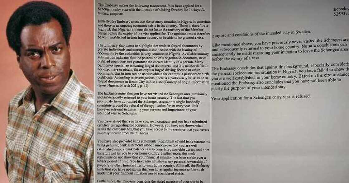 Man displays rejection letter he was served at embassy Man displays rejection letter he was served at embassy