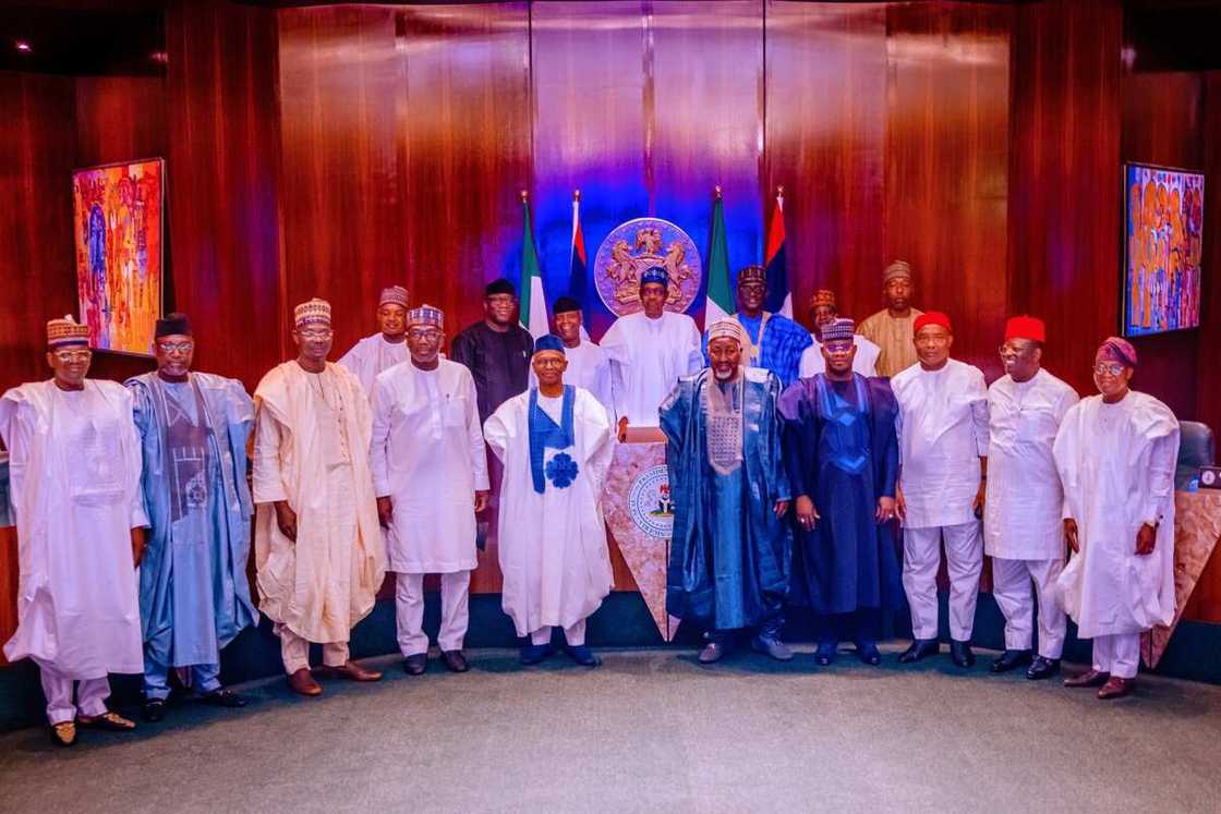 Buhari, APC governors, pre-convention conference Buhari, APC governors, pre-convention conference