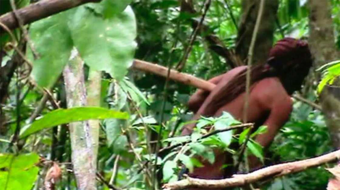 Screen grab from 2011 video of a man believed to be the last known survivor of of the Tanaru indigenous people in the Brazilian Amazon