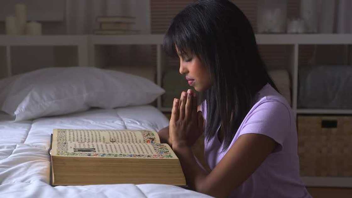 A woman is praying