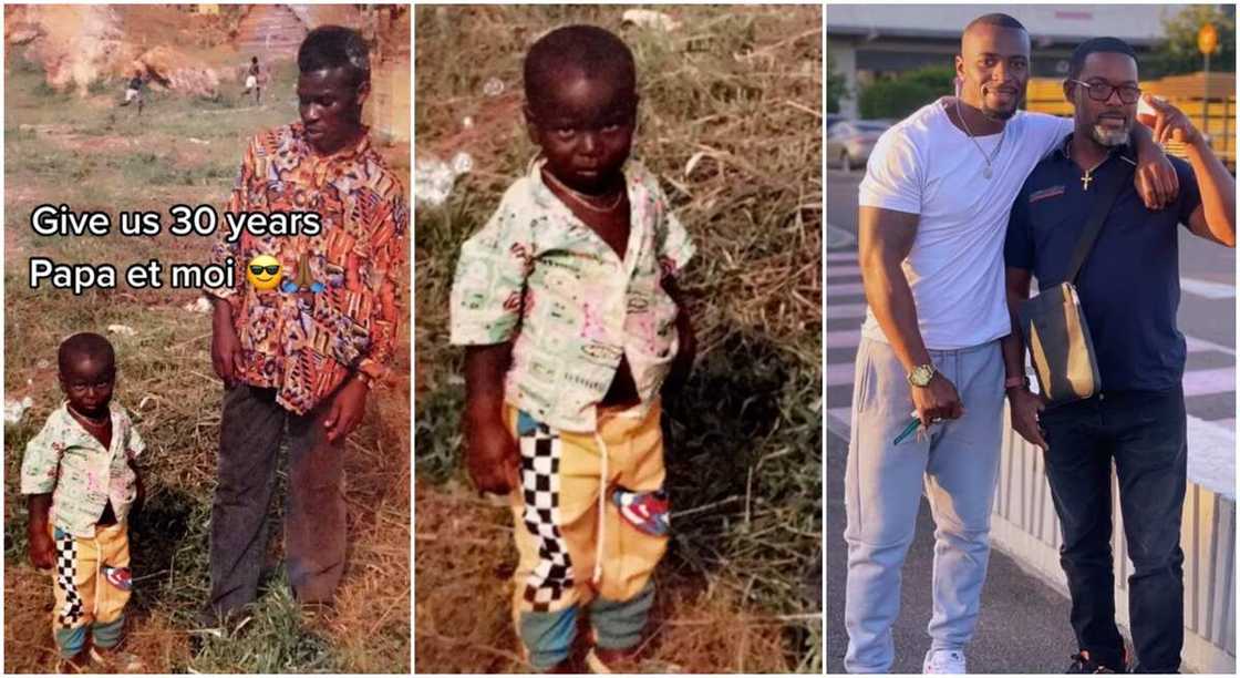 Photos of a man and his father.