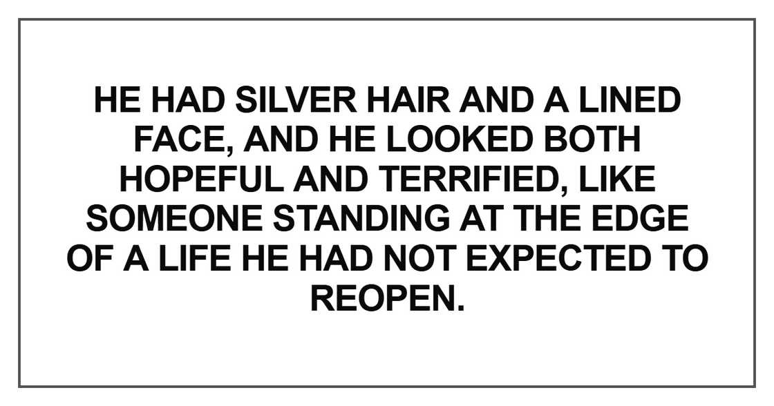 He had silver hair and a lined face He had silver hair and a lined face