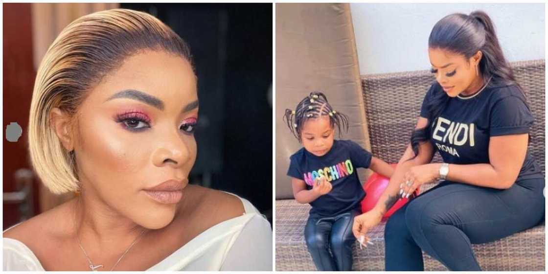 Photos of Laura Ikeji and her daughter.