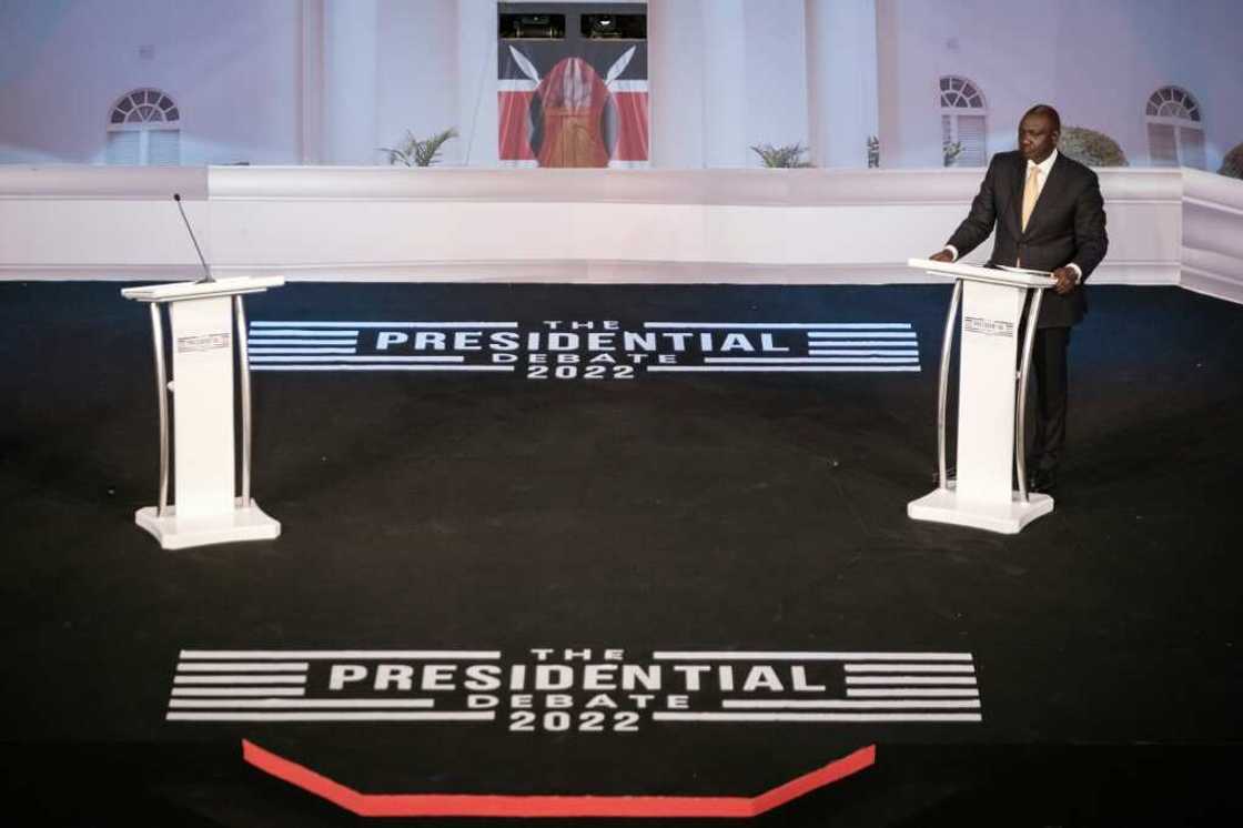 William Ruto found himself alone at a presidential debate boycotted by his rival Raila Odinga William Ruto found himself alone at a presidential debate boycotted by his rival Raila Odinga