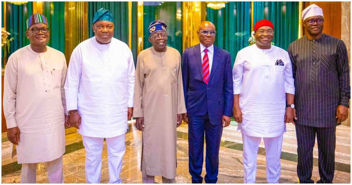 Tinubu meets G5 governors/ Wike leads G5 govenors to Tinubu/ G5 governors meet Tinubu in Aso Rock Tinubu meets G5 governors/ Wike leads G5 govenors to Tinubu/ G5 governors meet Tinubu in Aso Rock
