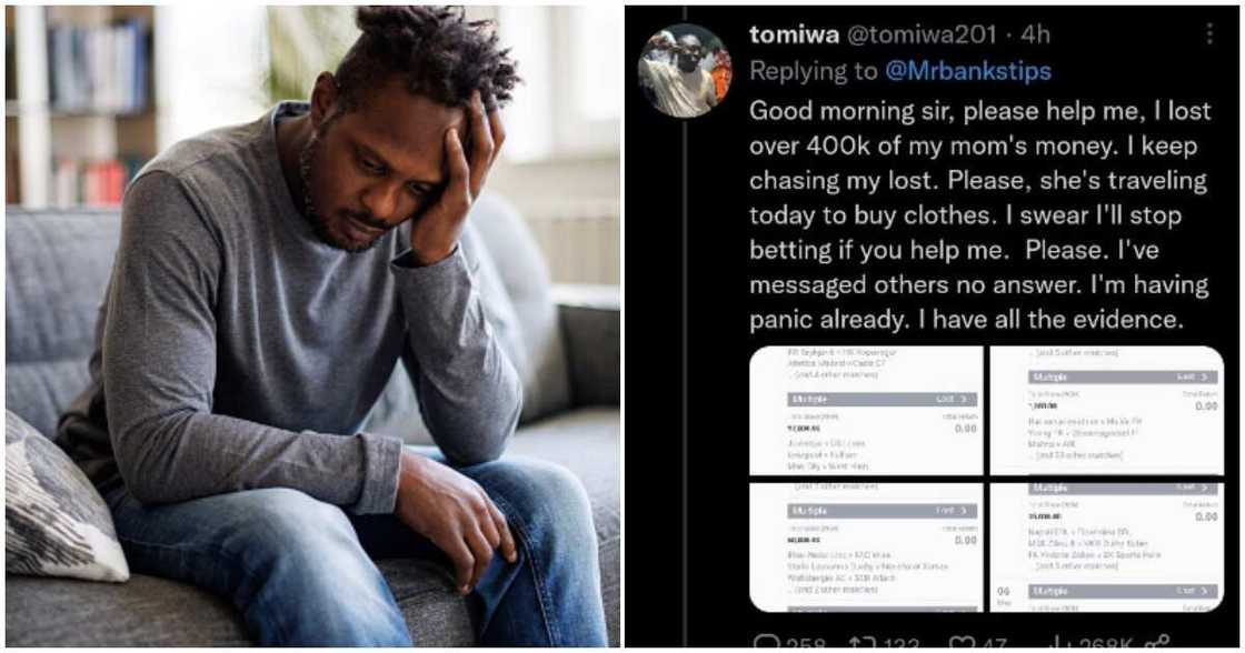 Nigerian man, sports bet N400k, mum's money, I swear Nigerian man, sports bet N400k, mum's money, I swear